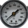 Pressure Gauge: 2" Dial, 0 to 200 psi, 1/4" Thread, NPT, Center Back Mount