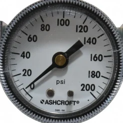 Pressure Gauge: 2" Dial, 0 to 200 psi, 1/4" Thread, NPT, Center Back Mount