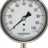 Pressure Gauge: 3-1/2" Dial, 0 to 100 psi, 1/4" Thread, NPT, Lower Mount
