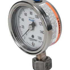 Pressure Gauge: 2-1/2" Dial, 0 to 160 psi, 1/4" Thread, MNPT, Lower Mount
