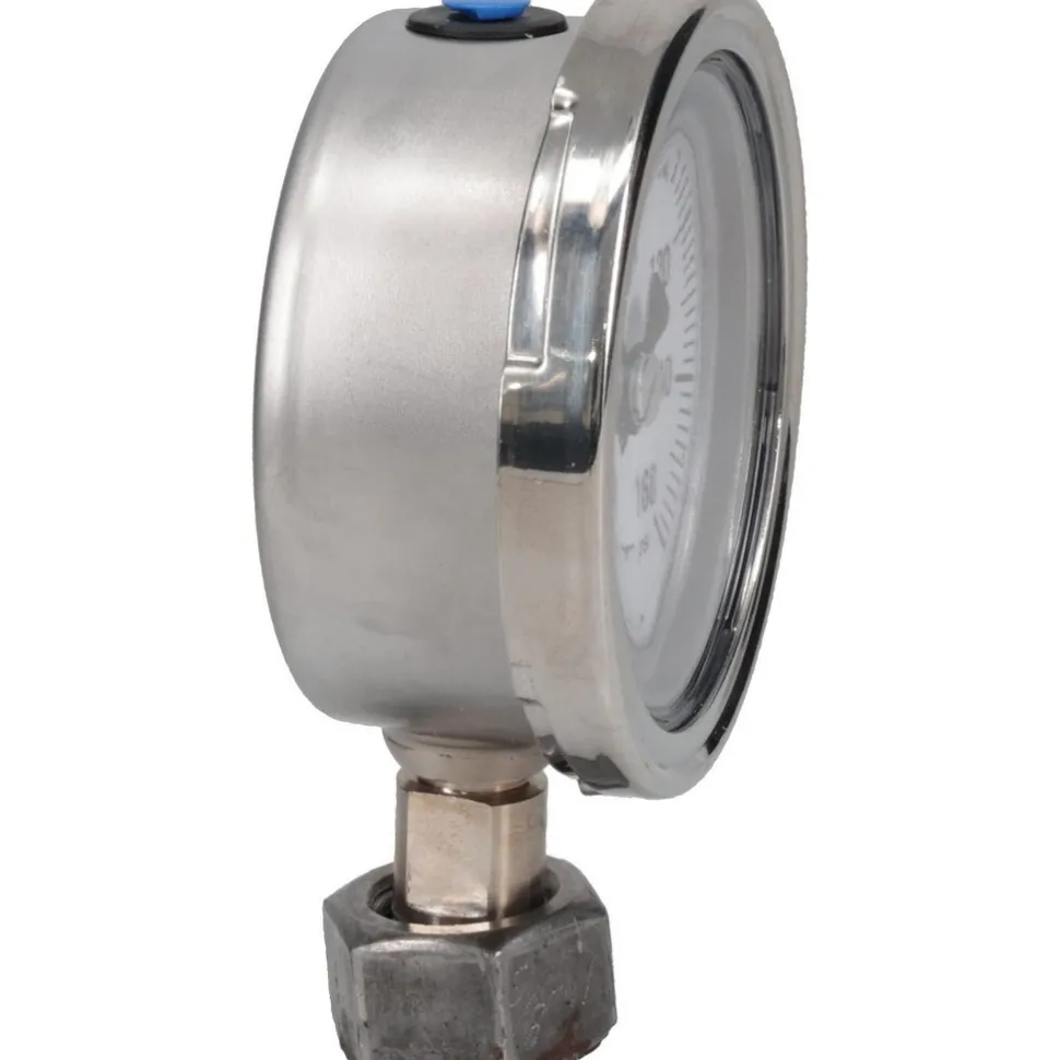 Pressure Gauge: 2-1/2" Dial, 0 to 160 psi, 1/4" Thread, MNPT, Lower Mount