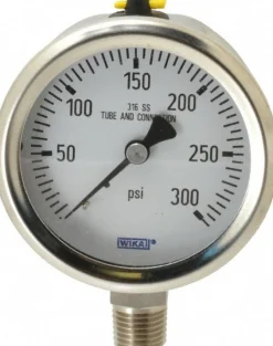 Pressure Gauge: 2-1/2" Dial, 0 to 300 psi, 1/4" Thread, NPT, Lower Mount