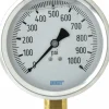 Pressure Gauge: 4" Dial, 0 to 1,000 psi, 1/4" Thread, NPT, Lower Mount
