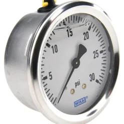 Pressure Gauge: 2-1/2" Dial, 0 to 30 psi, 1/4" Thread, NPT, Center Back Mount
