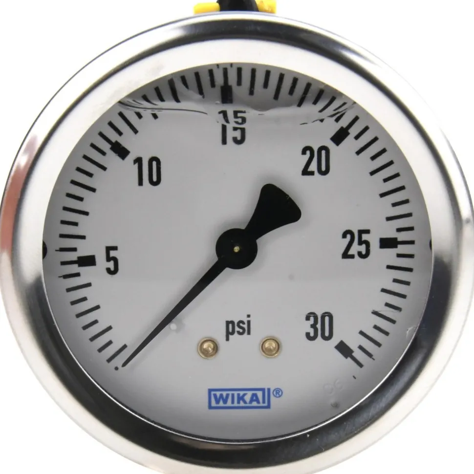 Pressure Gauge: 2-1/2" Dial, 0 to 30 psi, 1/4" Thread, NPT, Center Back Mount