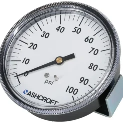 Pressure Gauge: 3-1/2" Dial, 0 to 100 psi, 1/4" Thread, NPT, Center Back Mount