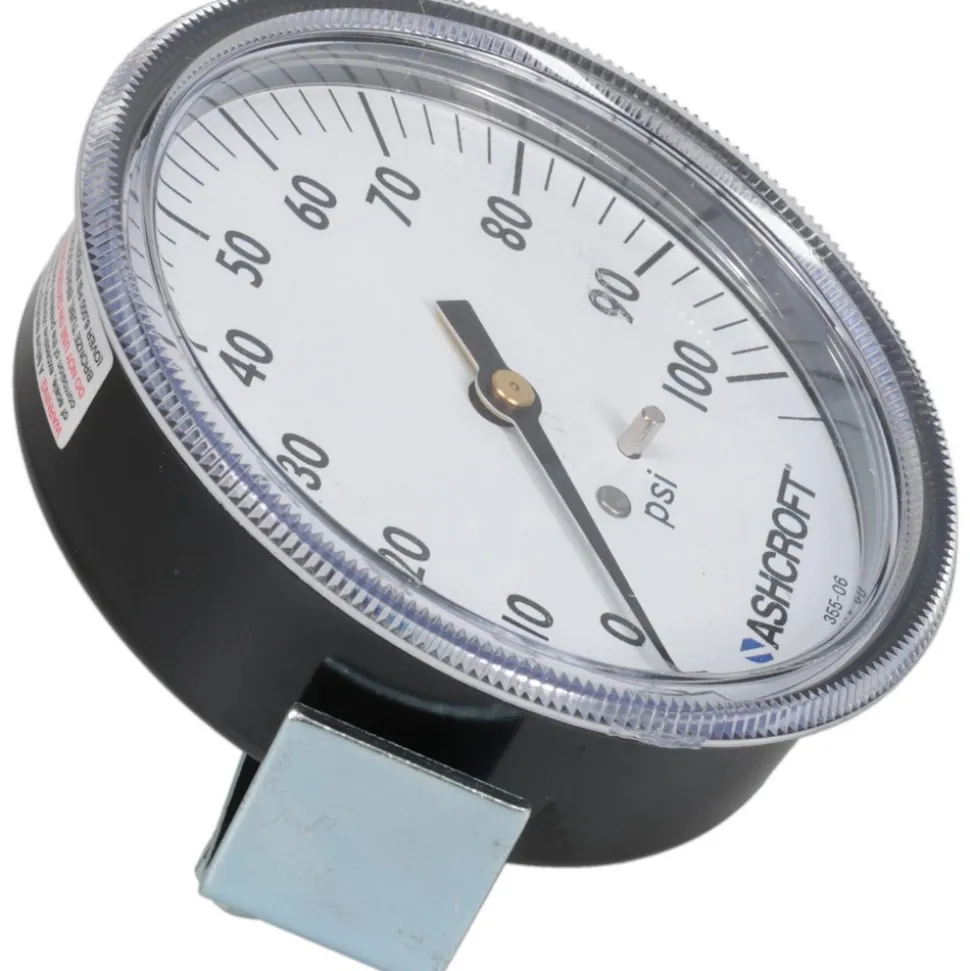 Pressure Gauge: 3-1/2" Dial, 0 to 100 psi, 1/4" Thread, NPT, Center Back Mount