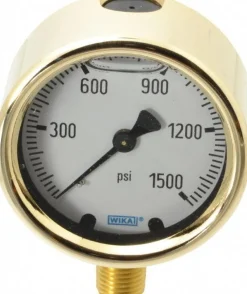 Pressure Gauge: 2-1/2" Dial, 0 to 1,500 psi, 1/4" Thread, NPT, Lower Mount