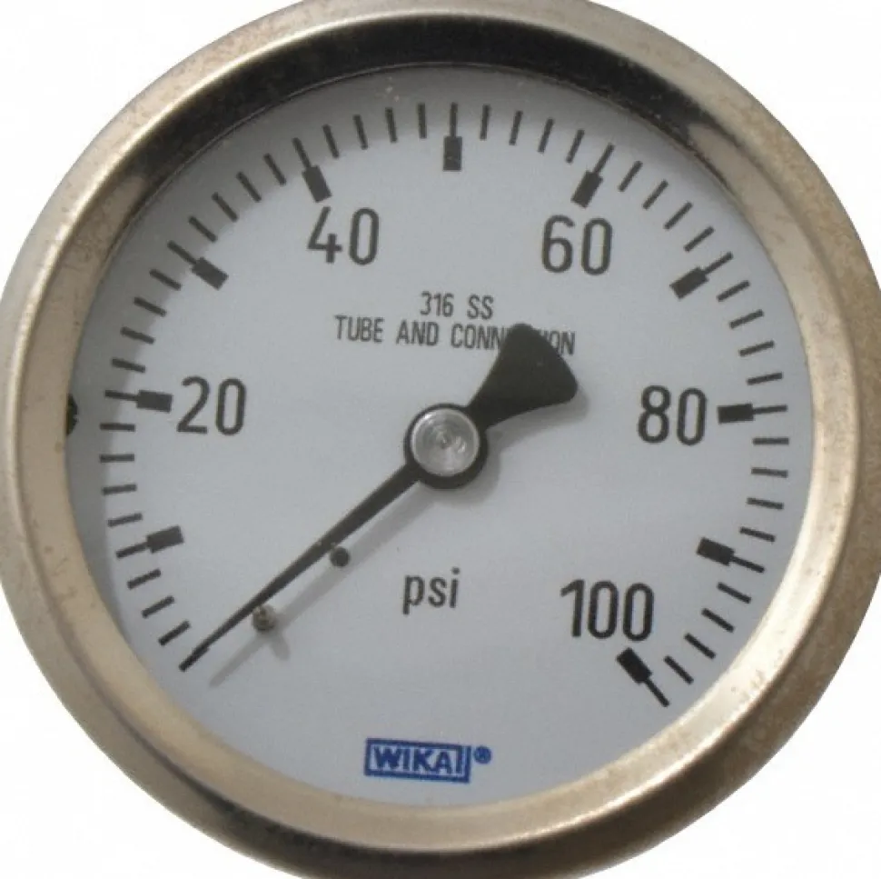 Pressure Gauge: 2-1/2" Dial, 0 to 100 psi, 1/4" Thread, NPT, Center Back Mount