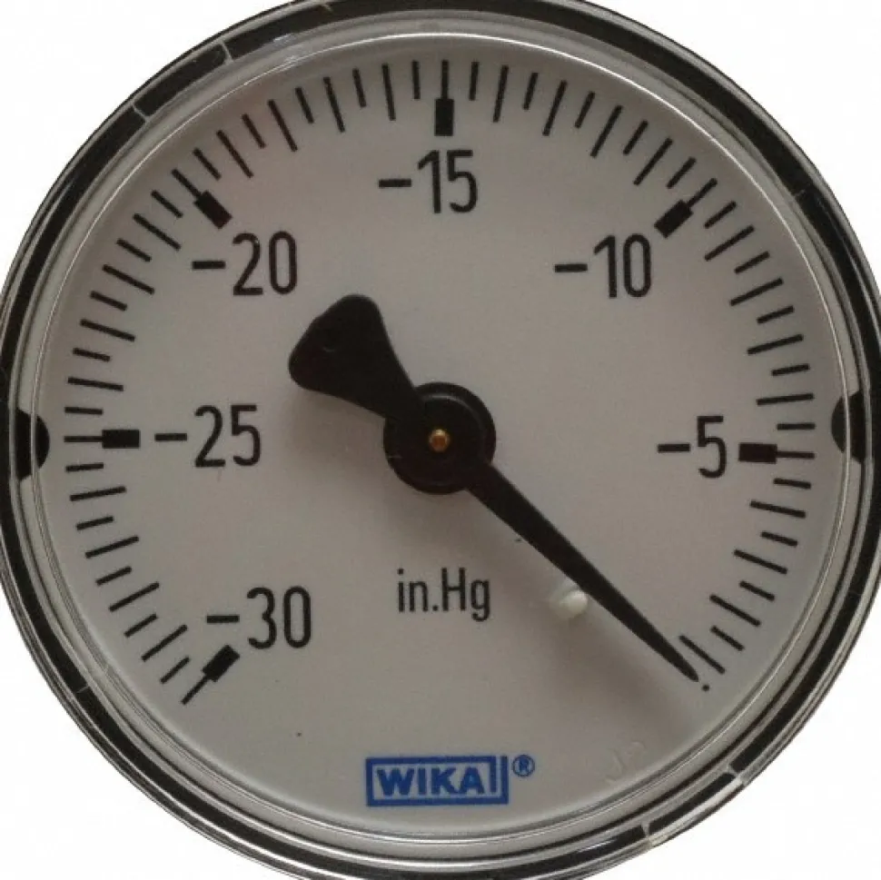 Pressure Gauge: 2" Dial, 0 to 30 psi, 1/4" Thread, NPT, Center Back Mount