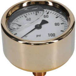 Pressure Gauge: 2-1/2" Dial, 0 to 100 psi, 1/4" Thread, NPT, Back Mount