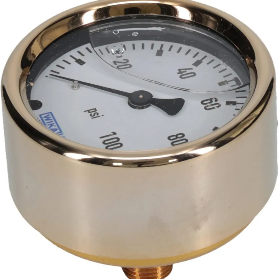 Pressure Gauge: 2-1/2" Dial, 0 to 100 psi, 1/4" Thread, NPT, Back Mount