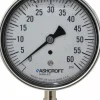 Pressure Gauge: 3-1/2" Dial, 0 to 60 psi, 1/4" Thread, NPT, Lower Mount