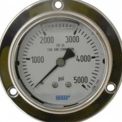 Pressure Gauge: 2-1/2" Dial, 0 to 5,000 psi, 1/4" Thread, NPT, Lower Mount