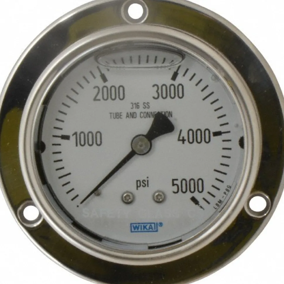 Pressure Gauge: 2-1/2" Dial, 0 to 5,000 psi, 1/4" Thread, NPT, Lower Mount