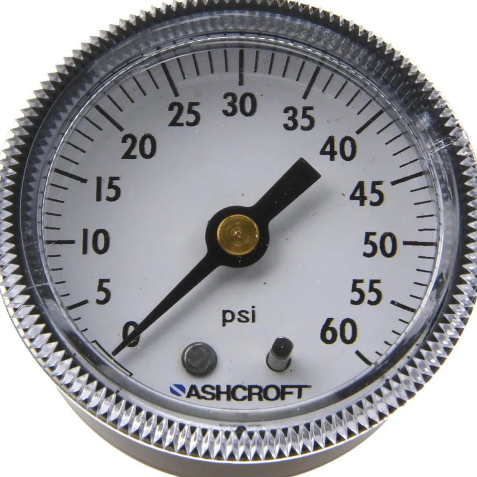 Pressure Gauge: 2" Dial, 0 to 60 psi, 1/4" Thread, NPT, Center Back Mount