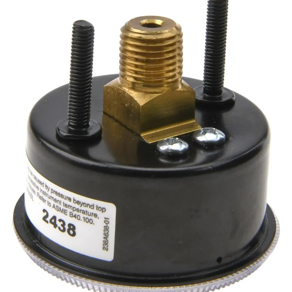 Pressure Gauge: 2" Dial, 0 to 60 psi, 1/4" Thread, NPT, Center Back Mount