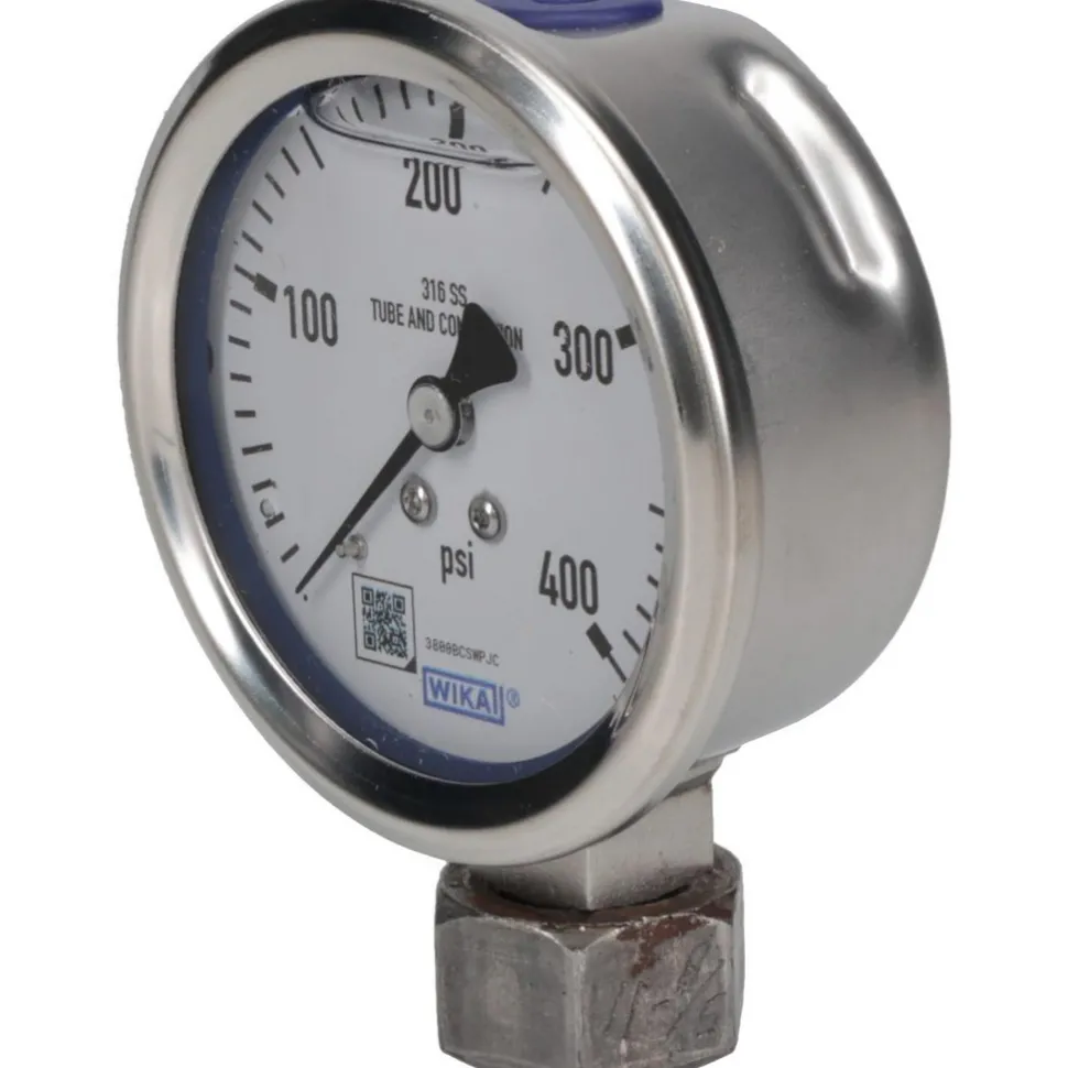 Pressure Gauge: 2-1/2" Dial, 0 to 400 psi, 1/4" Thread, NPT, Lower Mount