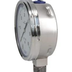 Pressure Gauge: 4" Dial, 0 to 60 psi, 1/4" Thread, NPT, Lower Mount