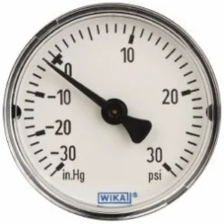 Pressure Gauge: 2" Dial, 0 to 30 psi, 1/4" Thread, NPT, Center Back Mount