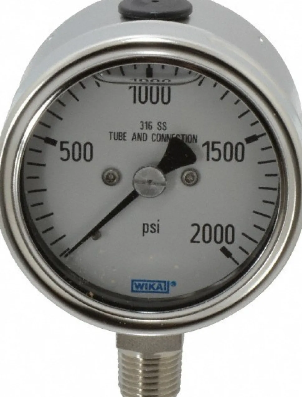 Pressure Gauge: 2-1/2" Dial, 0 to 2,000 psi, 1/4" Thread, NPT, Lower Mount