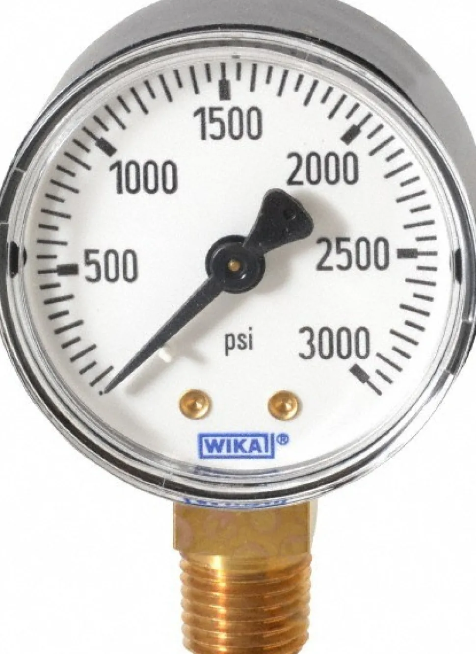 Pressure Gauge: 2" Dial, 0 to 3,000 psi, 1/4" Thread, NPT, Lower Mount