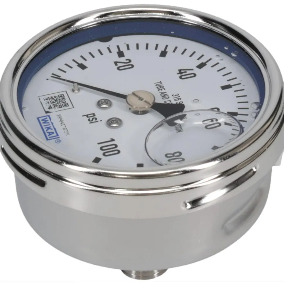 Pressure Gauge: 2-1/2" Dial, 0 to 100 psi, 1/4" Thread, NPT, Center Back Mount