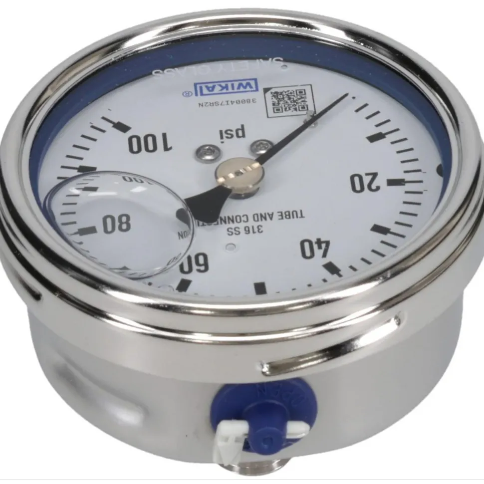 Pressure Gauge: 2-1/2" Dial, 0 to 100 psi, 1/4" Thread, NPT, Center Back Mount