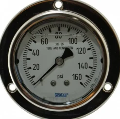 Pressure Gauge: 2-1/2" Dial, 0 to 160 psi, 1/4" Thread, NPT, Lower Mount