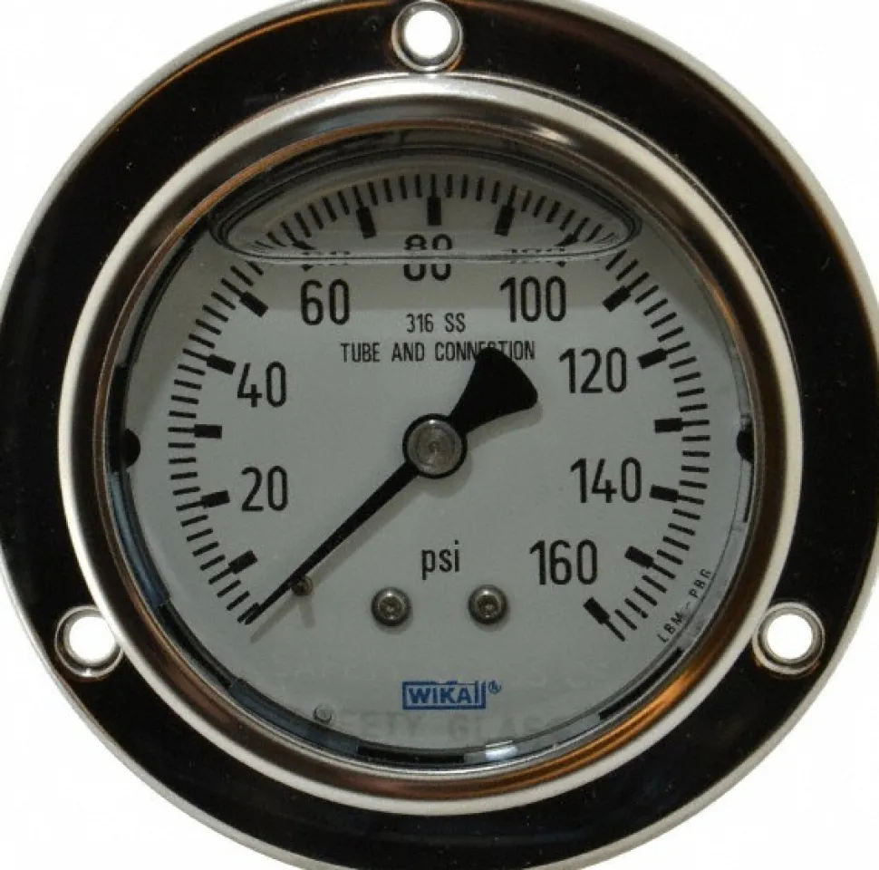 Pressure Gauge: 2-1/2" Dial, 0 to 160 psi, 1/4" Thread, NPT, Lower Mount