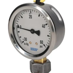 Pressure Gauge: 2-1/2" Dial, 0 to 30 psi, 1/4" Thread, NPT, Lower Mount
