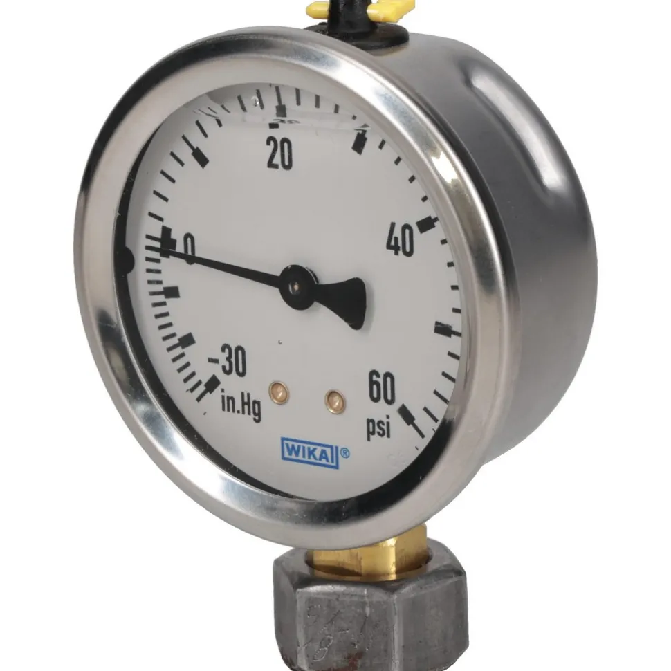 Pressure Gauge: 2-1/2" Dial, 0 to 30 psi, 1/4" Thread, NPT, Lower Mount