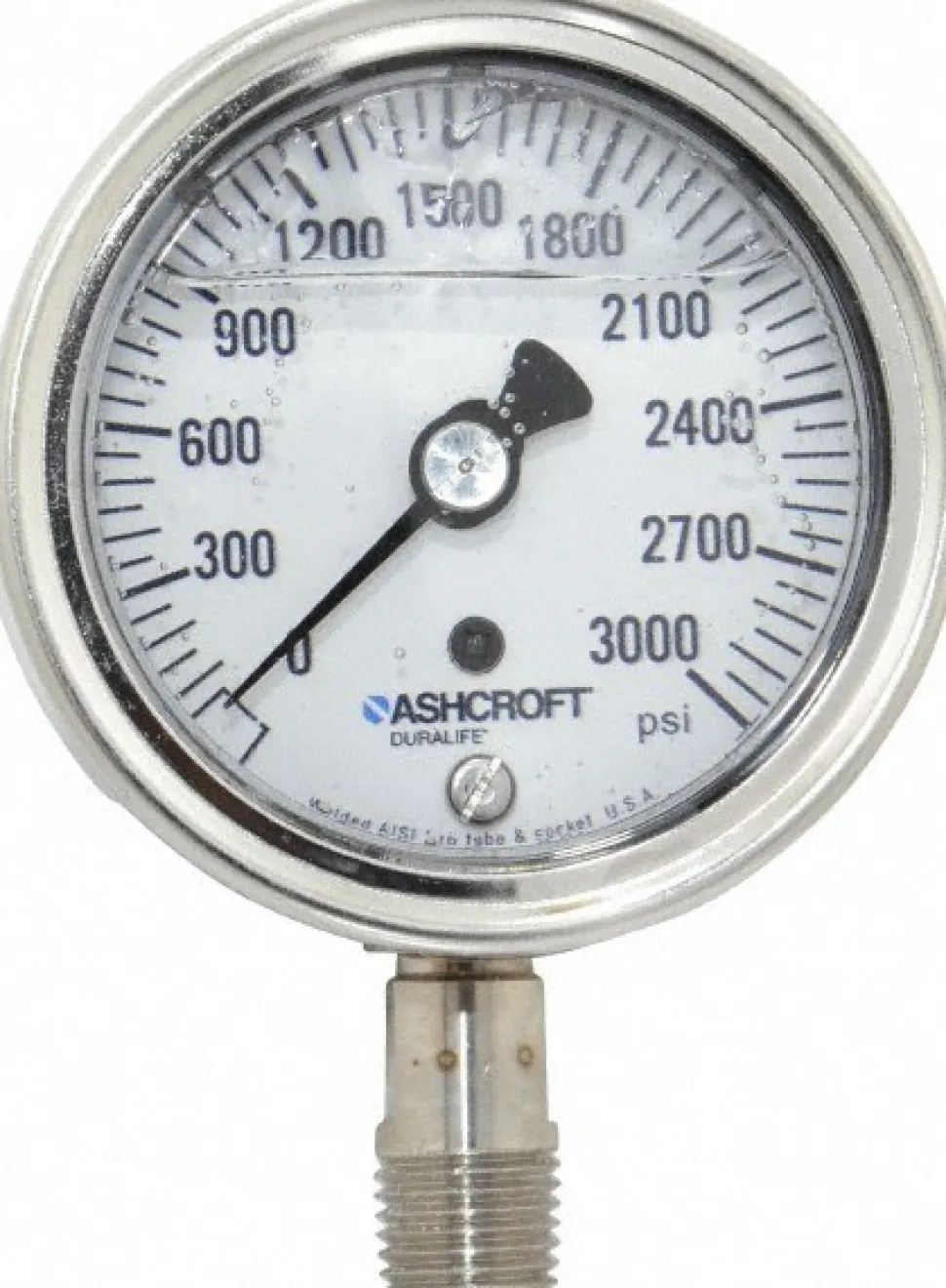 Pressure Gauge: 2-1/2" Dial, 0 to 3,000 psi, 1/4" Thread, NPT, Lower Mount