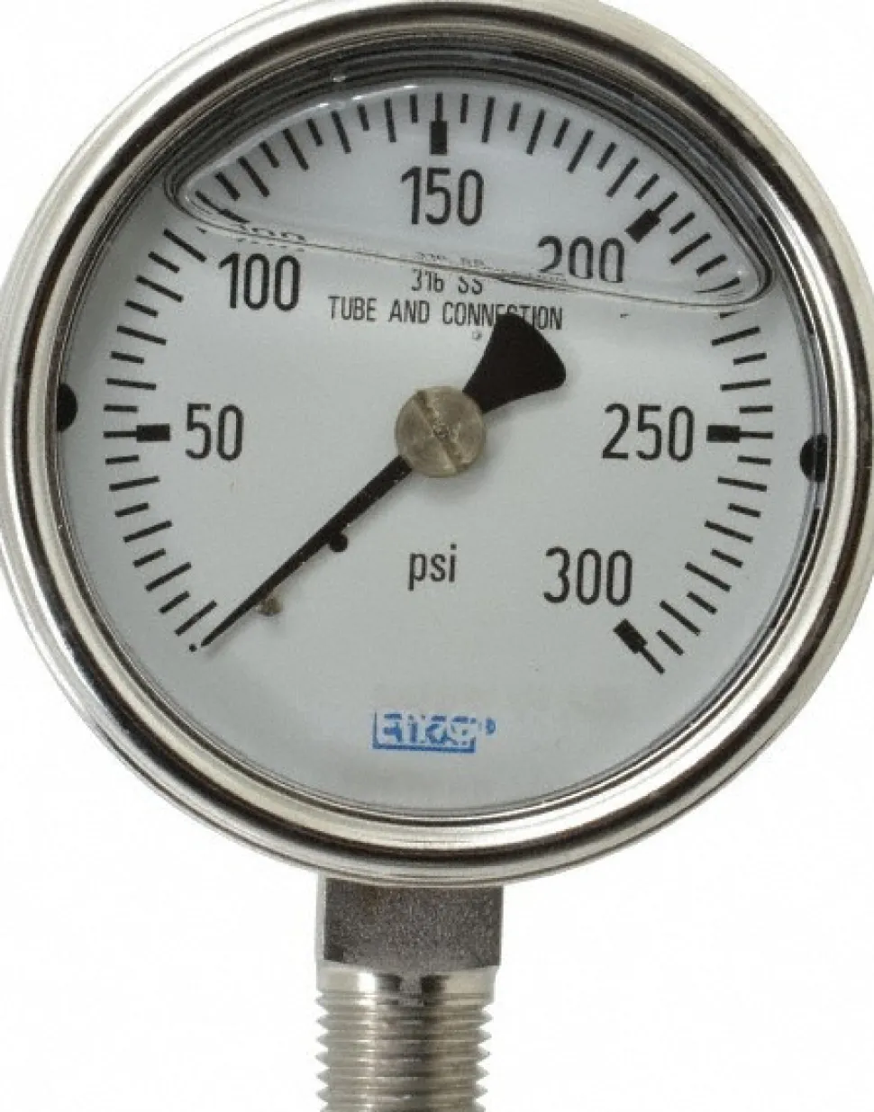 Pressure Gauge: 2-1/2" Dial, 0 to 300 psi, 1/4" Thread, NPT, Lower Mount