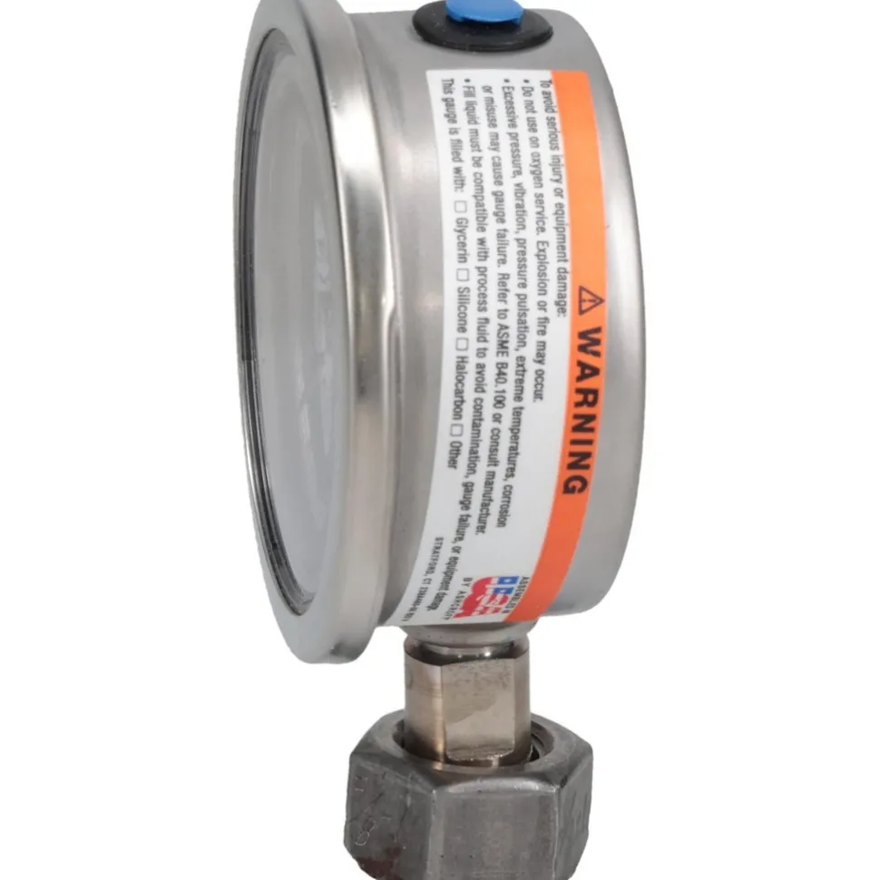 Pressure Gauge: 2-1/2" Dial, 0 to 60 psi, 1/4" Thread, Lower Mount