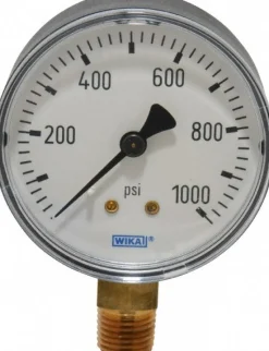Pressure Gauge: 2-1/2" Dial, 0 to 1,000 psi, 1/4" Thread, NPT, Lower Mount