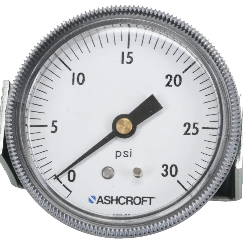 Pressure Gauge: 2-1/2" Dial, 0 to 30 psi, 1/4" Thread, NPT, Center Back Mount
