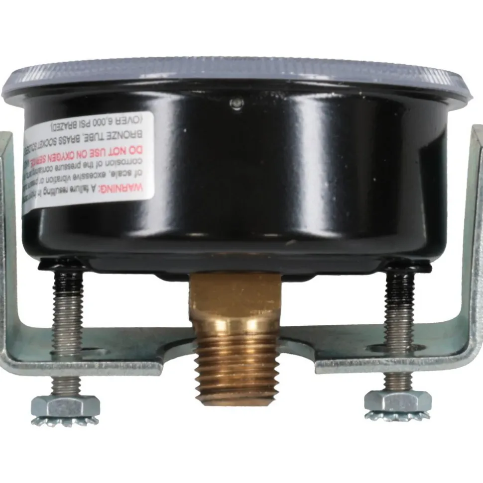 Pressure Gauge: 2-1/2" Dial, 0 to 30 psi, 1/4" Thread, NPT, Center Back Mount
