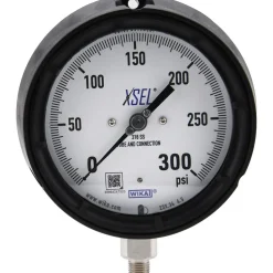 Pressure Gauge: 4-1/2" Dial, 0 to 300 psi, 1/4" Thread, NPT, Lower Mount