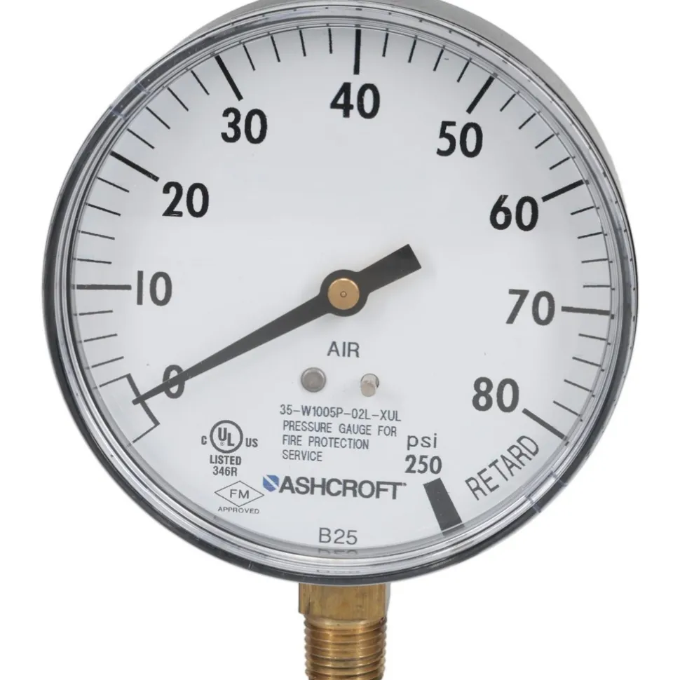 Pressure Gauge: 3-1/2" Dial, 0 to 100 psi, 1/4" Thread, NPT, Lower Mount