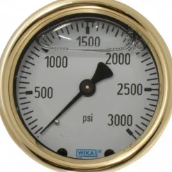 Pressure Gauge: 2-1/2" Dial, 0 to 3,000 psi, 1/4" Thread, NPT, Back Mount