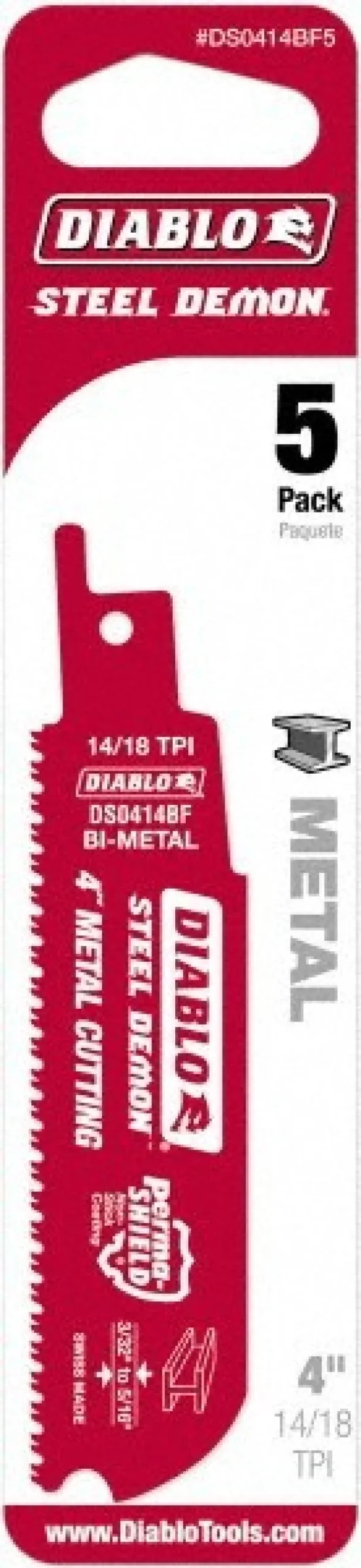 Reciprocating Saw Blade: 4" Long, Bi-Metal