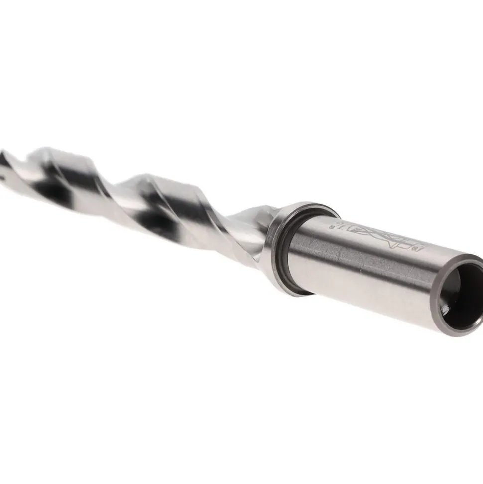 Replaceable-Tip Drill: 0.551 to 0.587" Dia, 4.41" Max Depth, 5/8" Straight-Cylindrical Shank