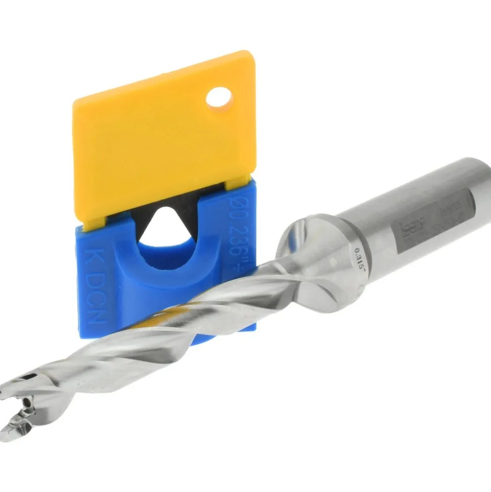 Replaceable-Tip Drill: 0.315 to 0.35" Dia, 2.52" Max Depth, 1/2" Weldon Flat Shank