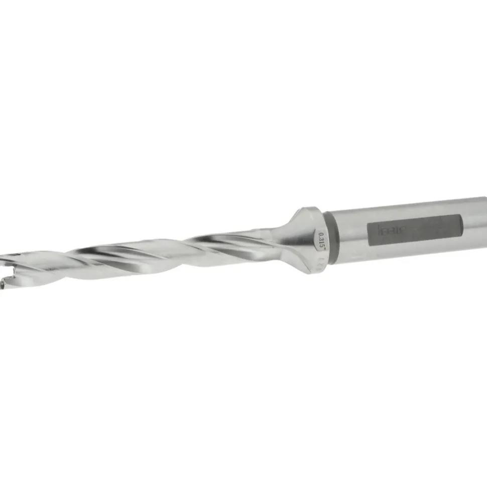 Replaceable-Tip Drill: 0.315 to 0.35" Dia, 2.52" Max Depth, 1/2" Weldon Flat Shank