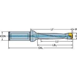 Replaceable-Tip Drill: 13.5 to 13.99 mm Dia, 72.11 mm Max Depth