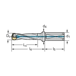 Replaceable-Tip Drill: 17 to 17.99 mm Dia, 54 mm Max Depth, 3/4" Straight-Cylindrical Shank