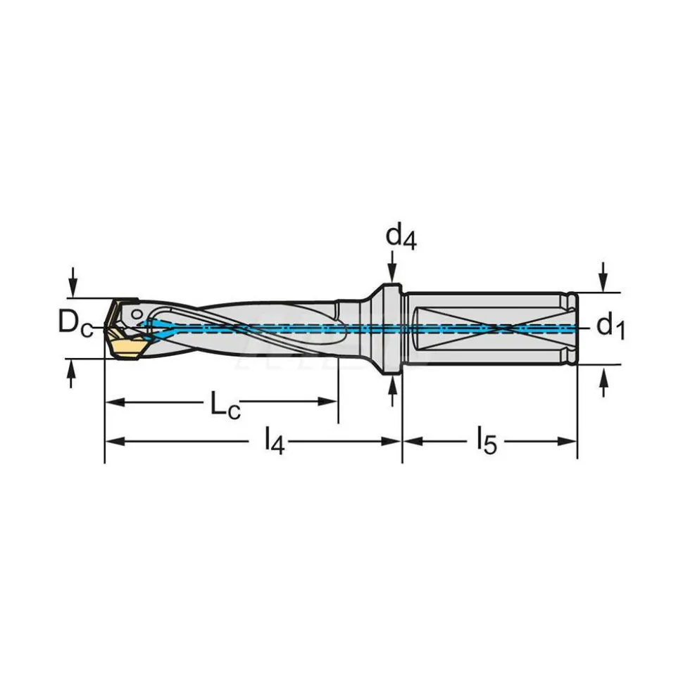 Replaceable-Tip Drill: 17 to 17.99 mm Dia, 54 mm Max Depth, 3/4" Straight-Cylindrical Shank