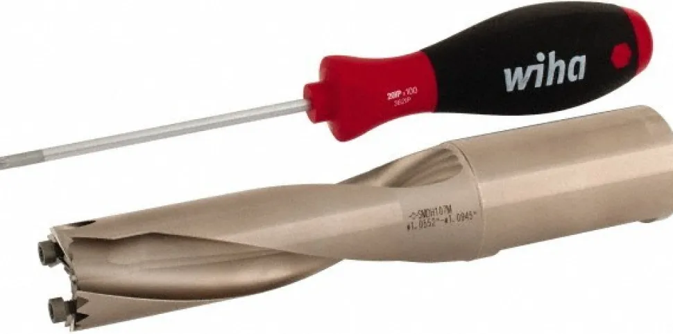 Replaceable-Tip Drill: 26.81 to 27.8 mm Dia, 3.701" Max Depth, 1-1/4" Straight-Cylindrical Shank