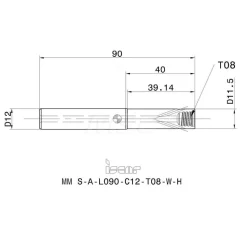 Replaceable Tip Milling Shank: Series Multimaster, 40 mm Projection, 12 mm 90 ° Shank